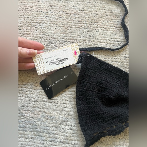 BRAND NEW bathing suit set black crochet bikini top and bottoms - Picture 11 of 16